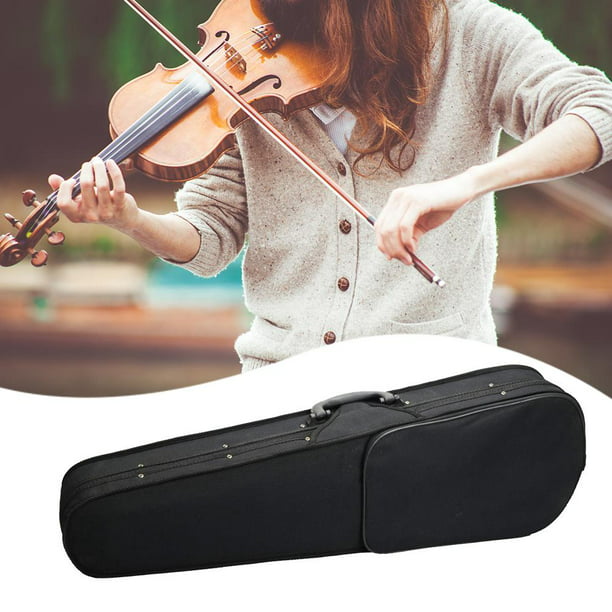 Durable Cloth Fluff Triangle Shape Case with Silver Gray Lining for 4/4 Violin Black 